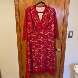 Kiyonna size 1 (14/16) red lace cocktail dress. Worn once.
